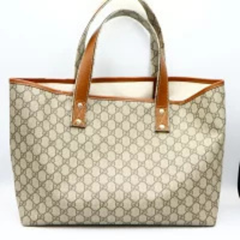 Gucci Sherry Tote Brown h Bag Reversible Supreme Beige GG
